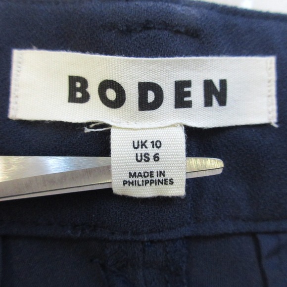 Boden Tie Waist Tapered Trousers Pants Women 6 Navy Blue High Rise Career 432 - Picture 3 of 10